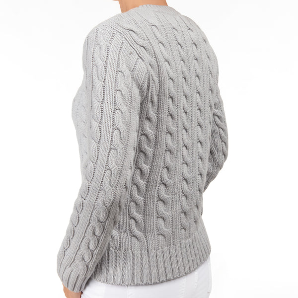 Grey cable knit sweater – Made in italy