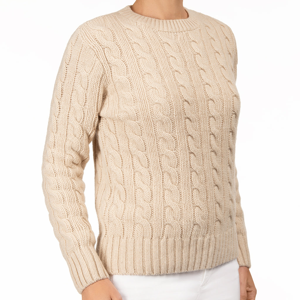 Cable Knit Pullover in Beige