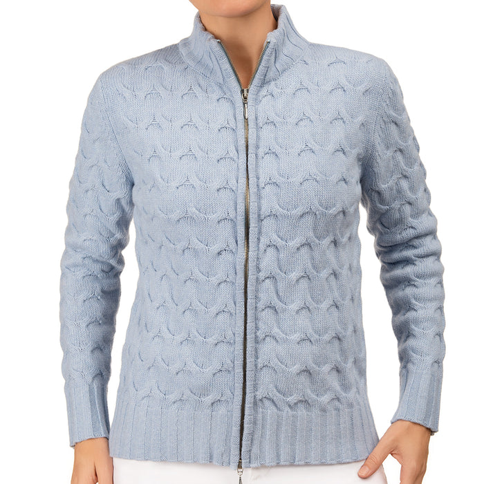 Cable Knit Cardigan in Pale Blue