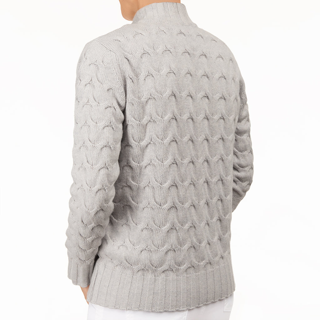 Cable Knit Cardigan in Pale Grey