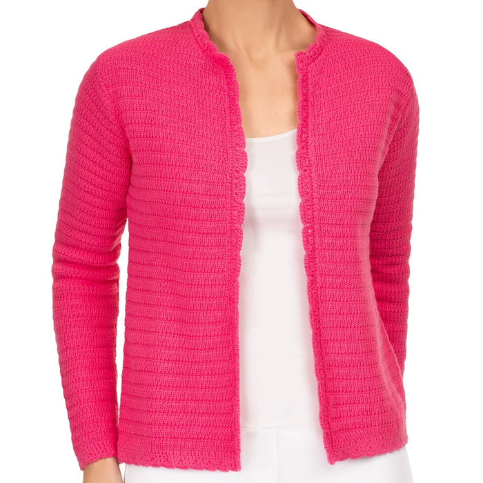 Scallop Edge Cardigan in Passion Pink