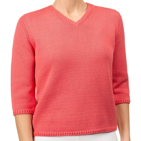 【XL】Golfickers V neck Pullover V Neck Cotton Pullover in Coral – Leggiadro