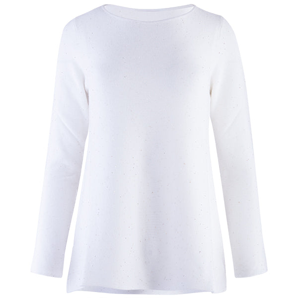 Sequin Round Neck Pullover in Ivory