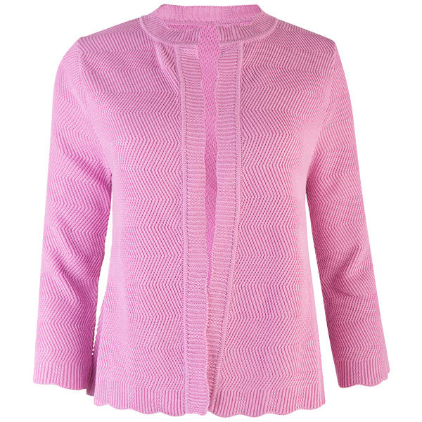 Wavy Cotton Cardigan in Bubble Gum Pink