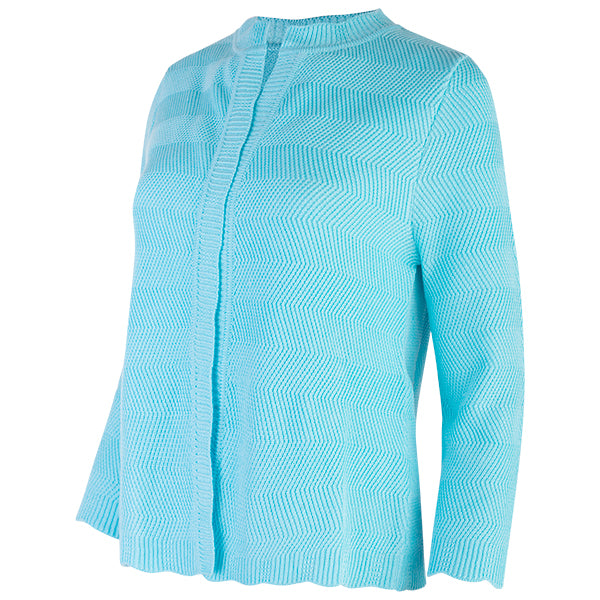 Wavy Cotton Cardigan in Bright Turquoise
