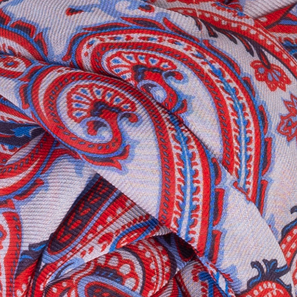 Printed Modal Cashmere Scarf in Patriotic Paisley