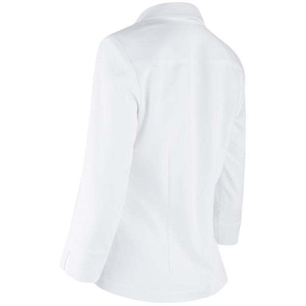 3/4 Slv Hidden Placket Shirt in White Pique...