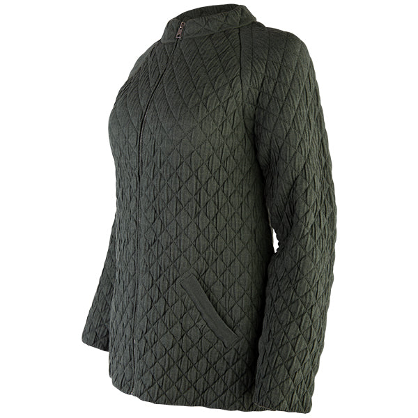 Quilted Jacket Cardigan in Army Green