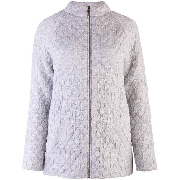 Quilted Jacket Cardigan in Light Grey