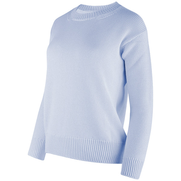 Oversized Round Neck Pullover in Light Blue