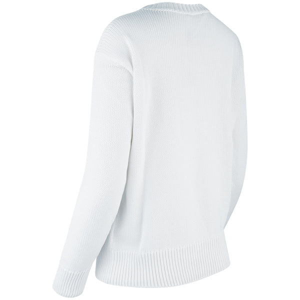 Oversized Round Neck Pullover in White
