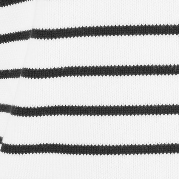 Boatneck Pullover in White/Black Stripe