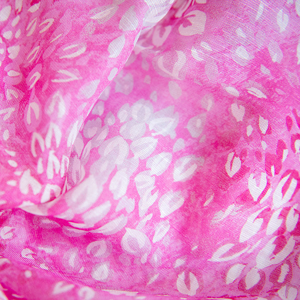 Printed Modal Linen Silk Scarf in Pink Florettes