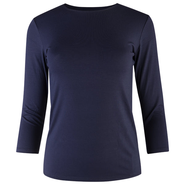 Shaped Knit Tee in Navy.