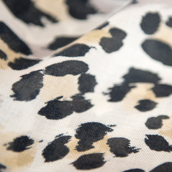 Printed Modal Cashmere Scarf in Neutral Leopard