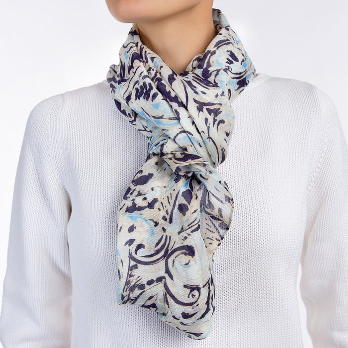 Printed Modal Cashmere Scarf in Paisley Splash