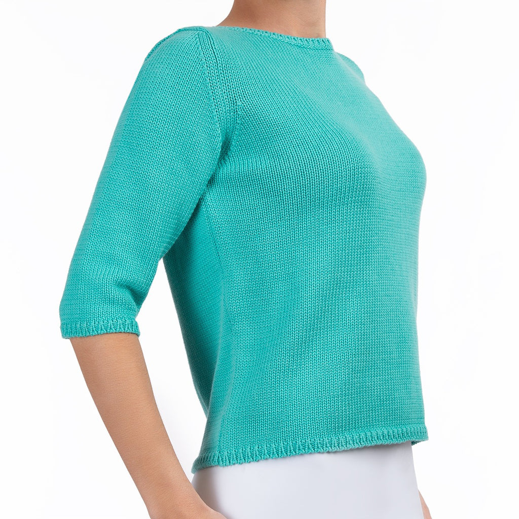 3/4 Sleeve Pullover in Light Teal