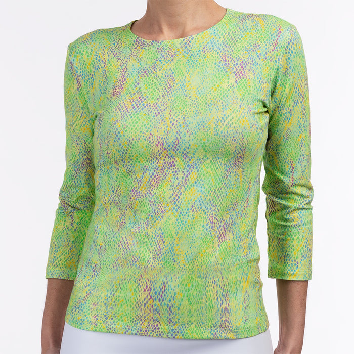 Shaped Knit Tee in Lime Snake