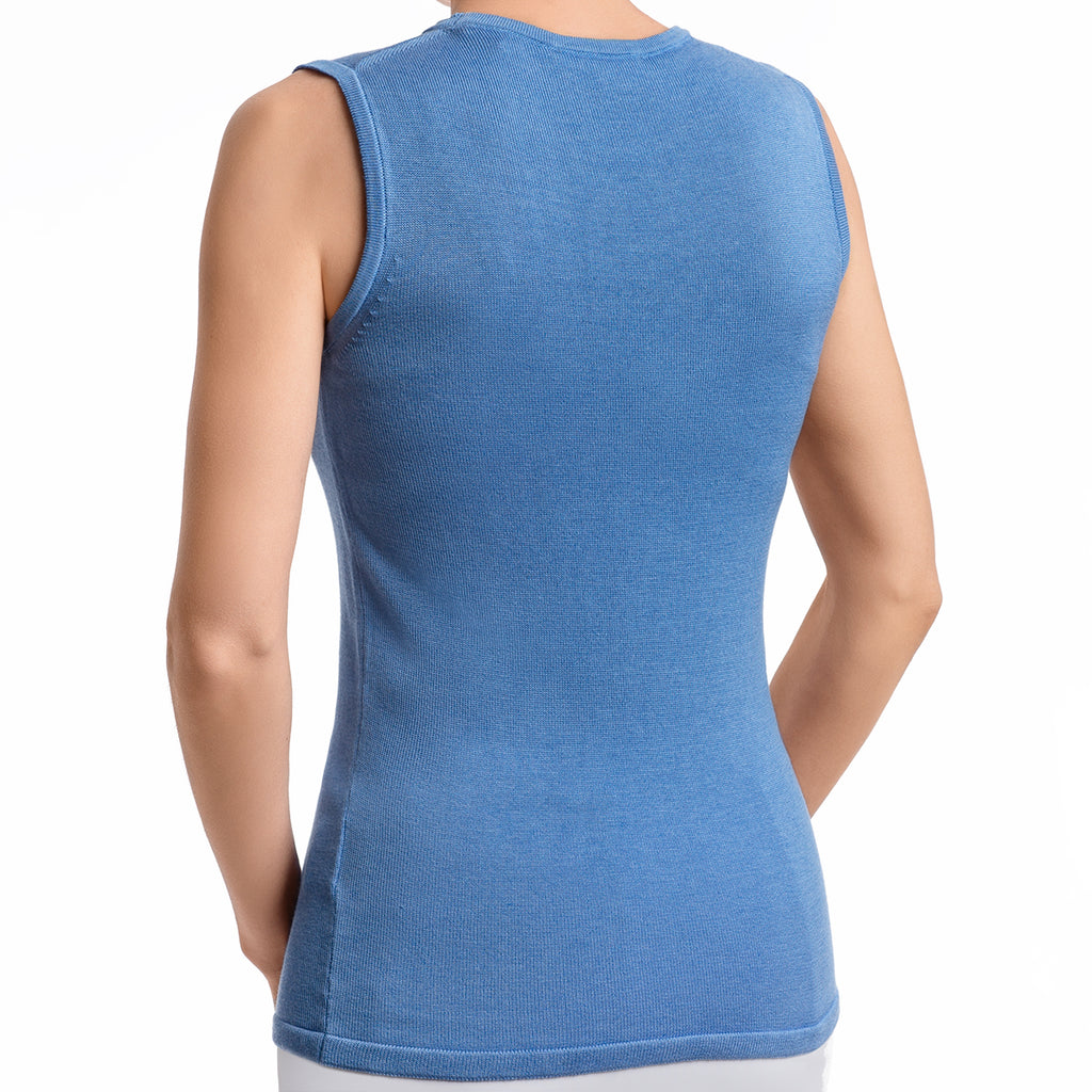 Silk Viscose Tank in French Blue