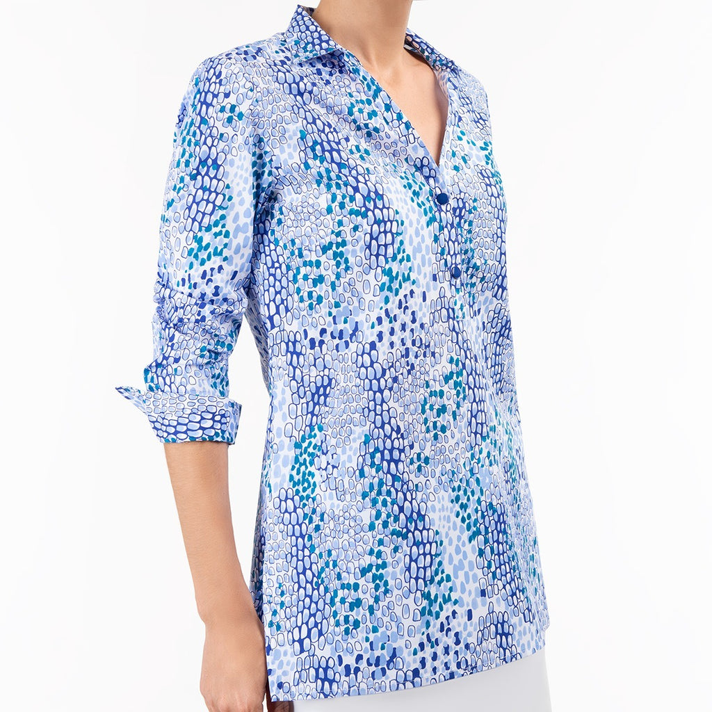 Spread Collar Tunic in Blue Reflection