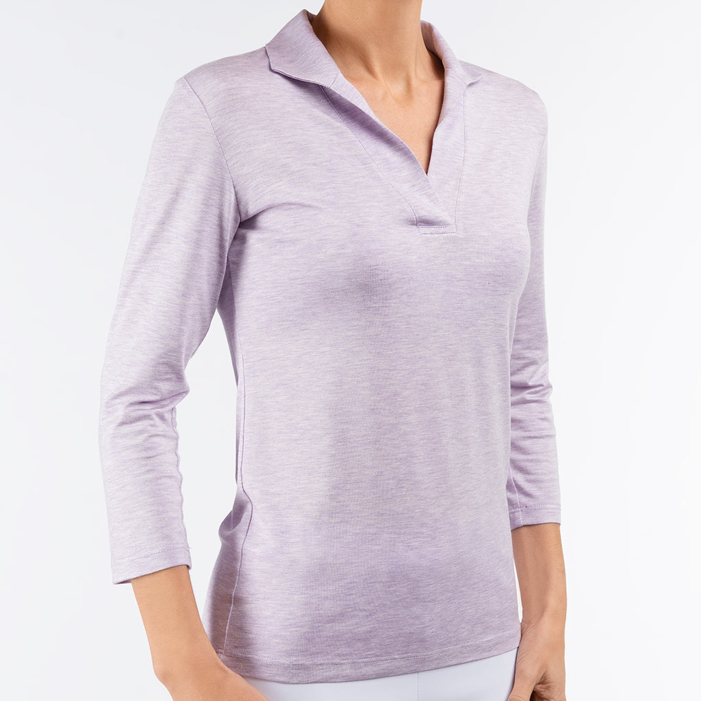 Fitted Polo Collar Tee in Lilac