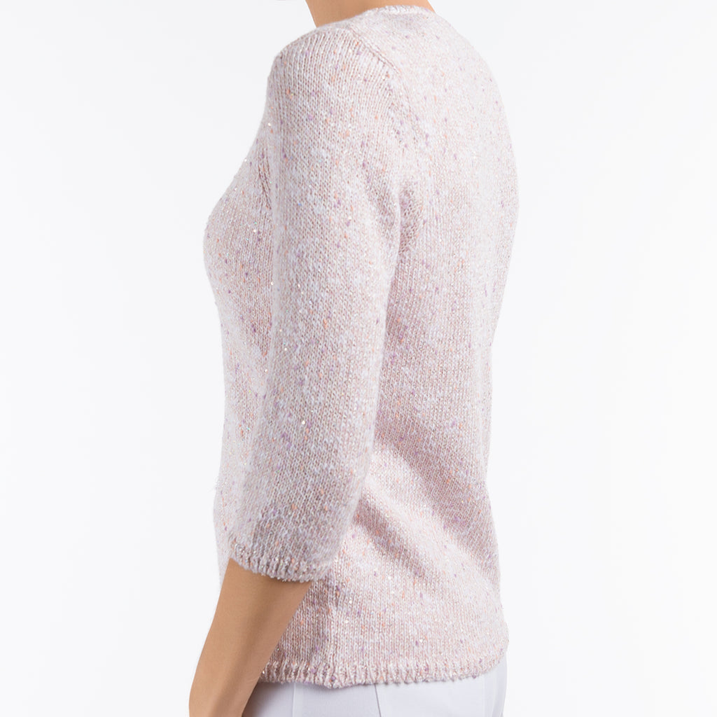 Sequin & Slubs Pullover in Pale Pink