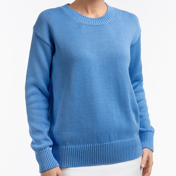 Oversized Round Neck Pullover in French Blue