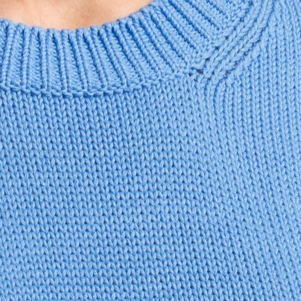 Oversized Round Neck Pullover in French Blue