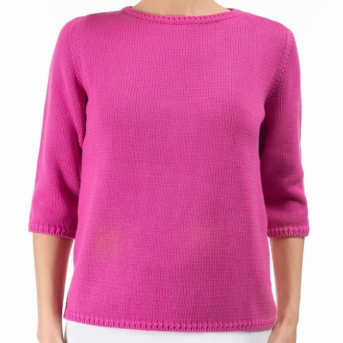 3/4 Sleeve Pullover in Fuxia
