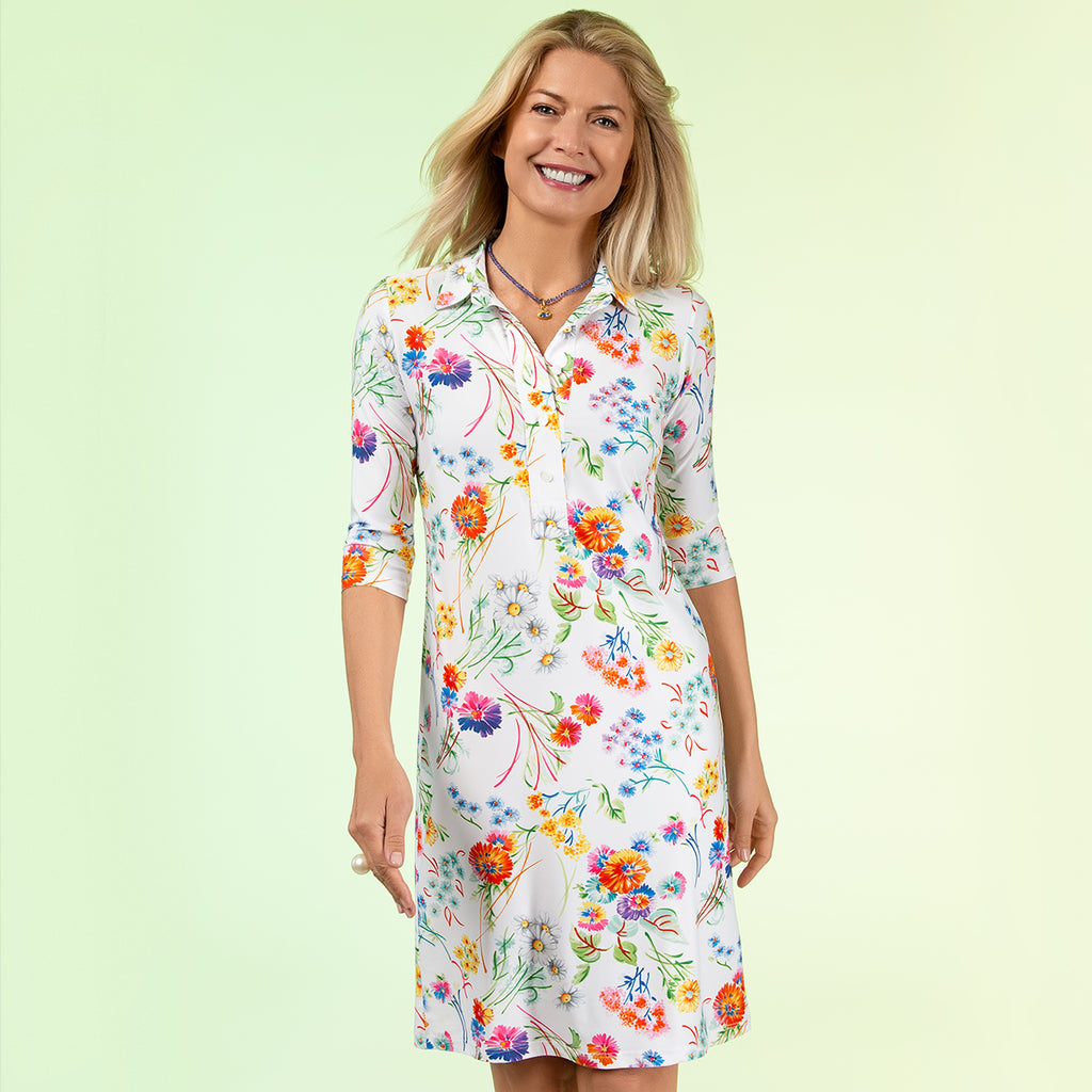 Jersey Shirtdress in Painted Posy