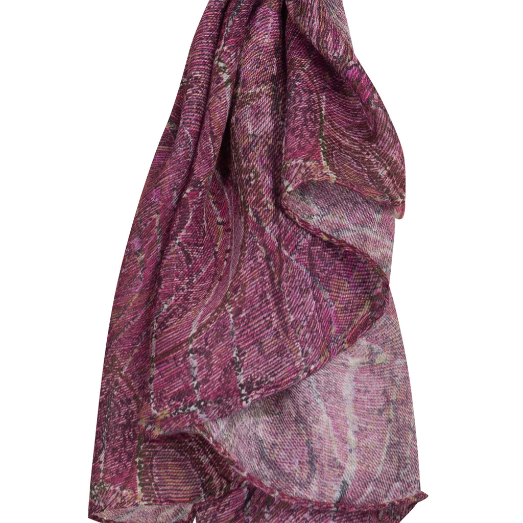 Modal Cashmere Scarf in Mulberry Paisley