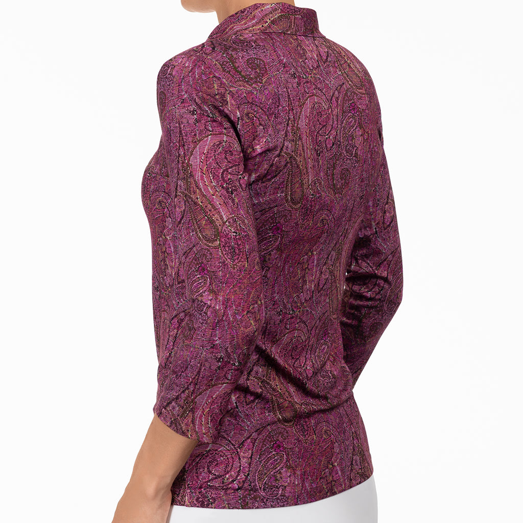 Polo Collar Tee in Mulberry Paisley