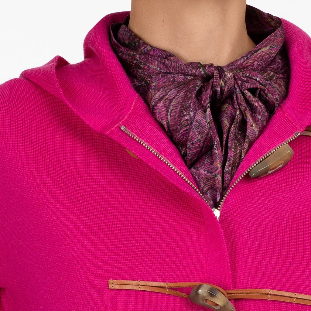 Toggle Hooded Sweater in Fuxia