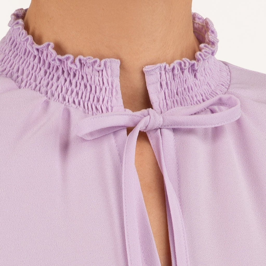 Ruffle Edge Blouse with Tie in Lilac