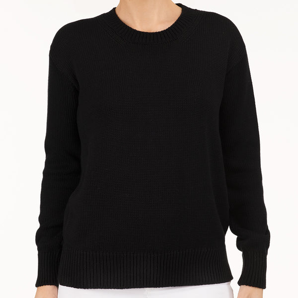 Oversized Round Neck Pullover in Black – Leggiadro
