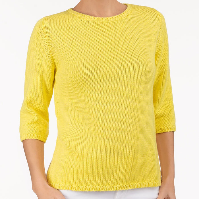 3/4 Sleeve Pullover in Bright Yellow