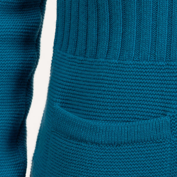 Rib Waist Long Cardigan in Turquoise – Leggiadro