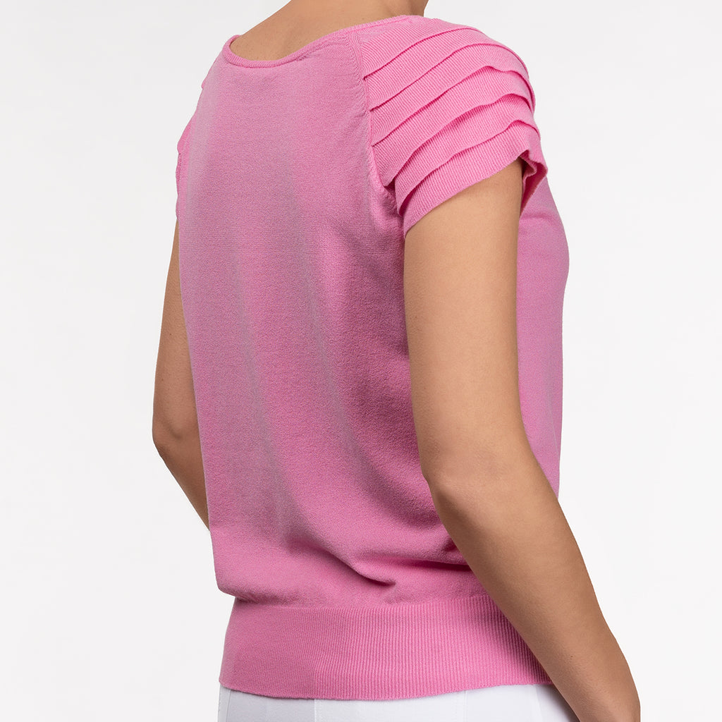 Ruffle Short Sleeve Pullover in Cameo Pink