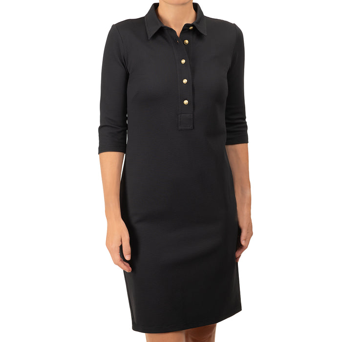 Pique Shirtdress in Black