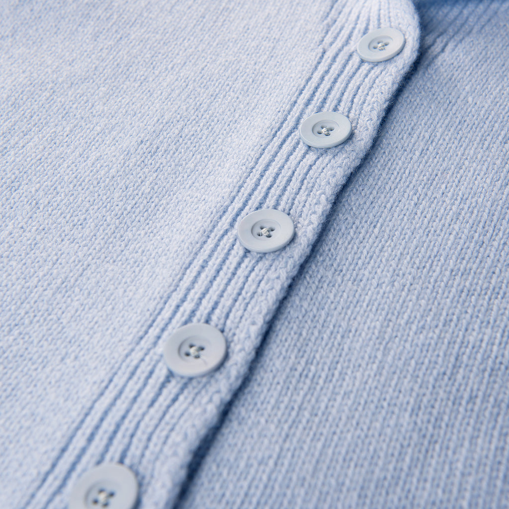 V Collar Cashmere & Wool Cardigan in Cielo Blue