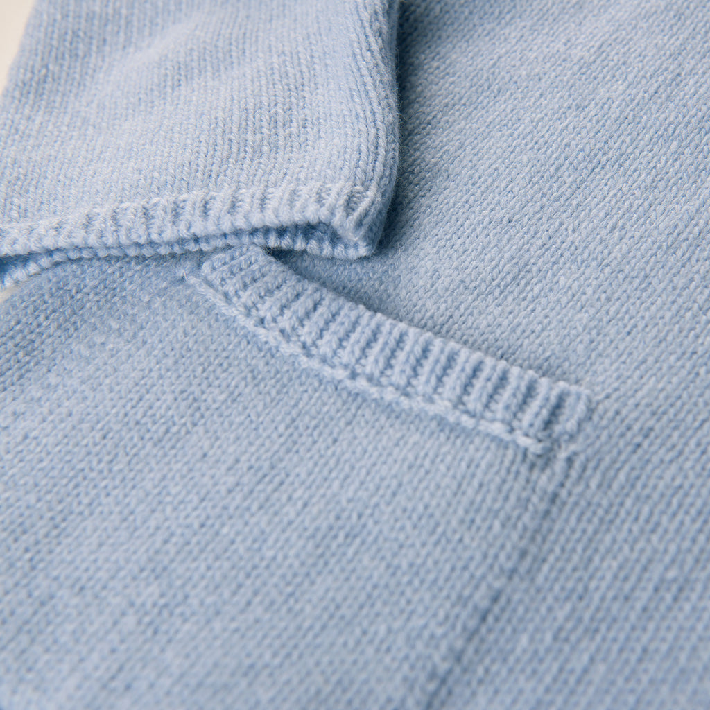 V Collar Cashmere & Wool Cardigan in Cielo Blue