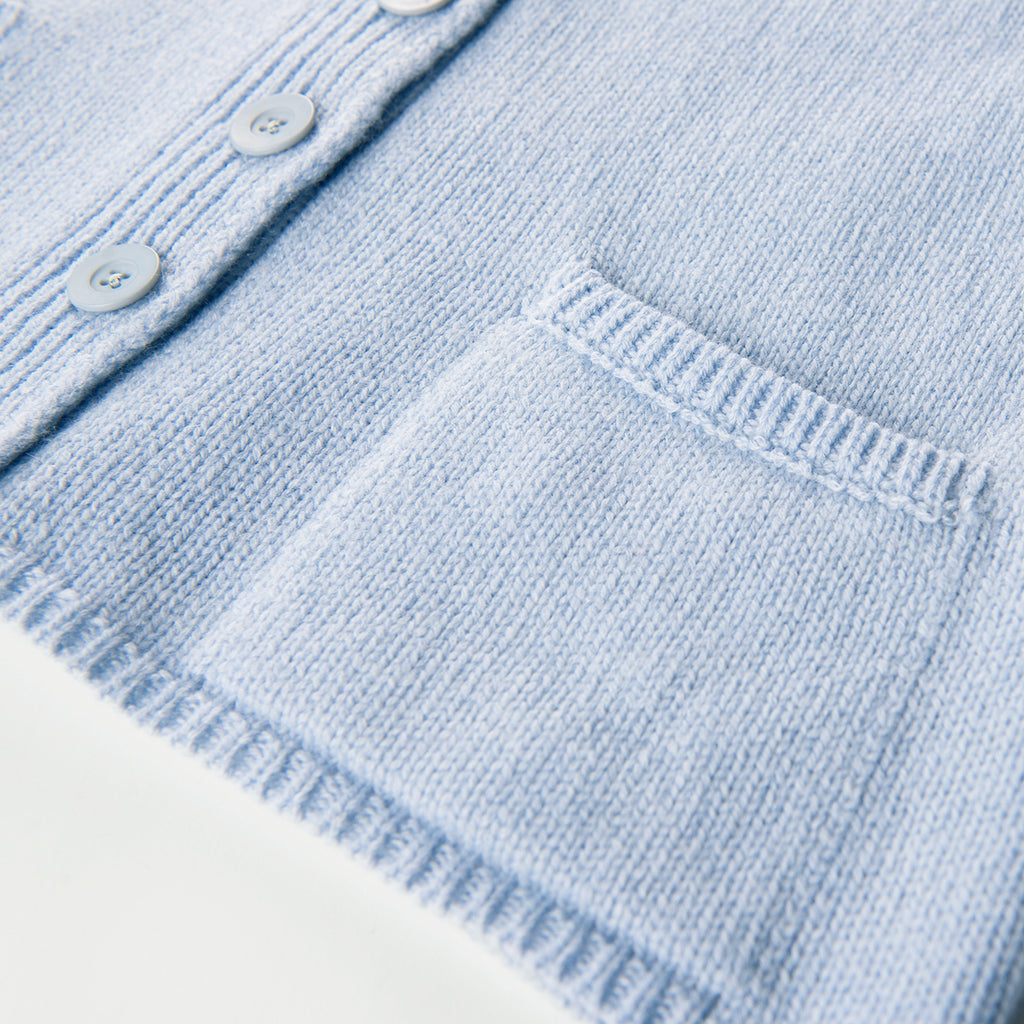 V Collar Cashmere & Wool Cardigan in Cielo Blue