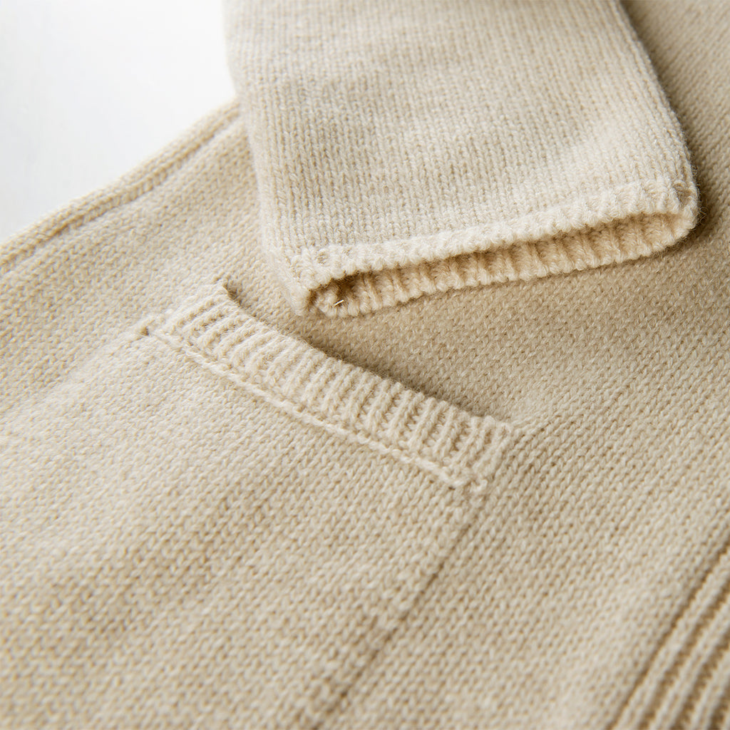 V Collar Cashmere & Wool Cardigan in Flax