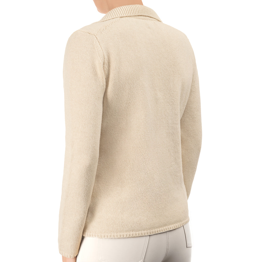 V Collar Cashmere & Wool Cardigan in Flax