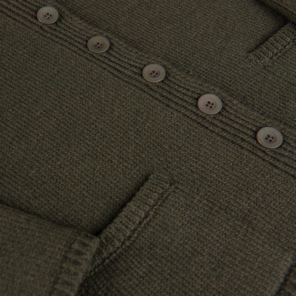 V Collar Cashmere & Wool Cardigan in Olive