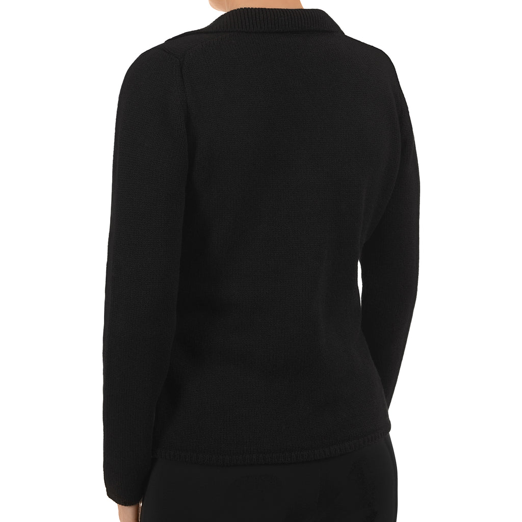 V Collar Cashmere & Wool Cardigan in Black