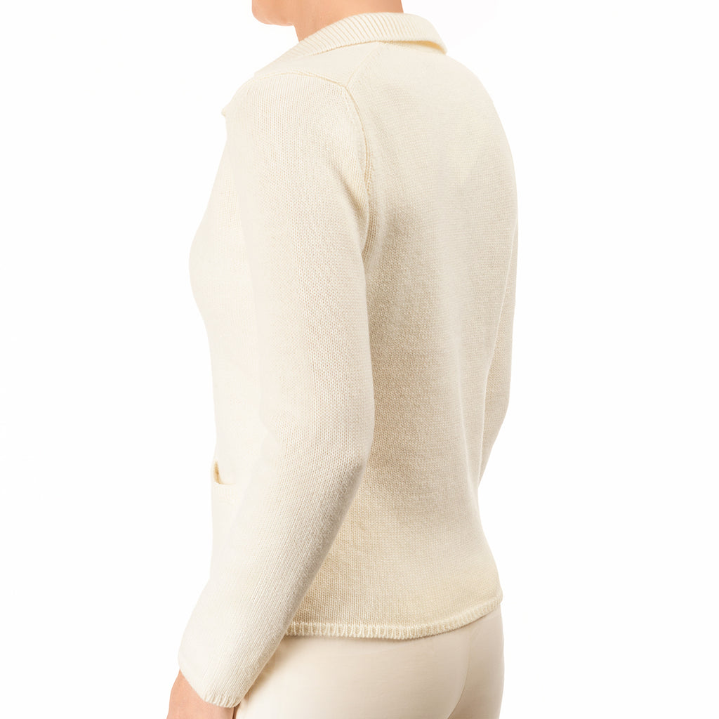 V Collar Cashmere & Wool Cardigan in White