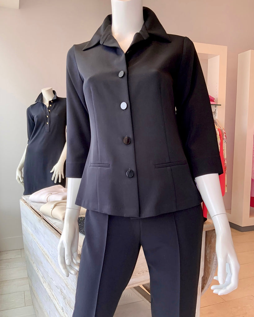 Fitted Blouse with Pockets in Black