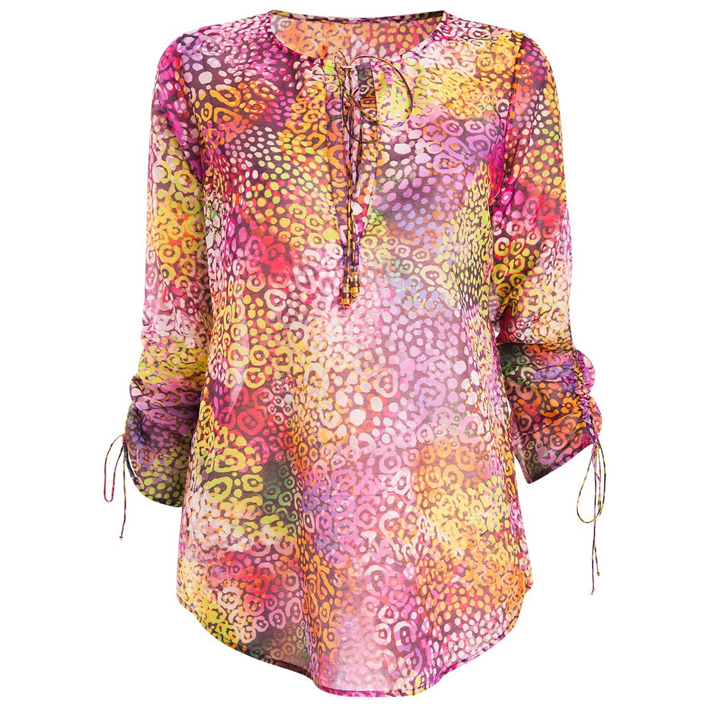 Printed Gypsy Blouse in Psychedelic Leopard