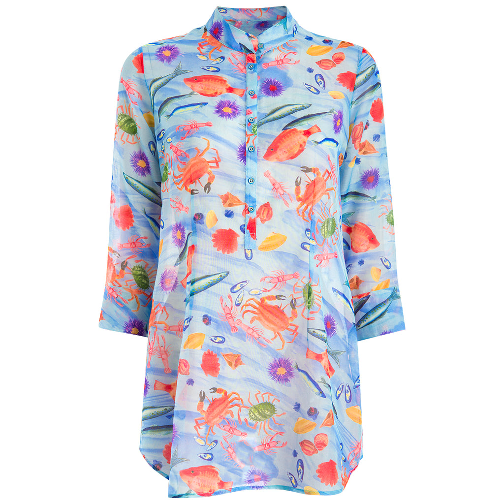 Printed Cotton St Tropez Tunic in French Fishes